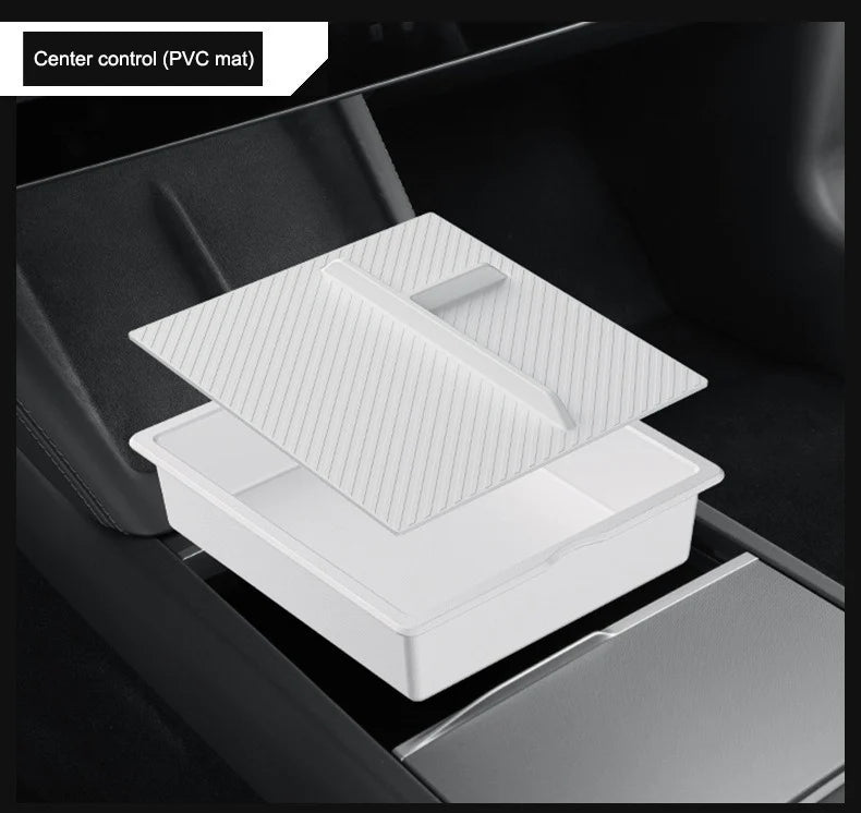 Tesla Model Y Juniper 2025 Center Console Armrest Organizer – Cup Holder & Storage Box Interior Upgrade Kit