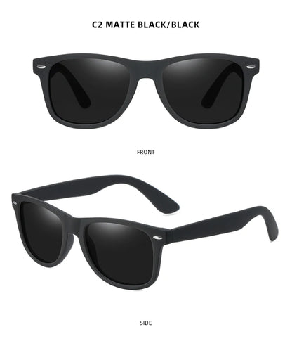 Classic Square Polarized Sunglasses – Retro Black Anti-Glare Driving Shades for Men & Women