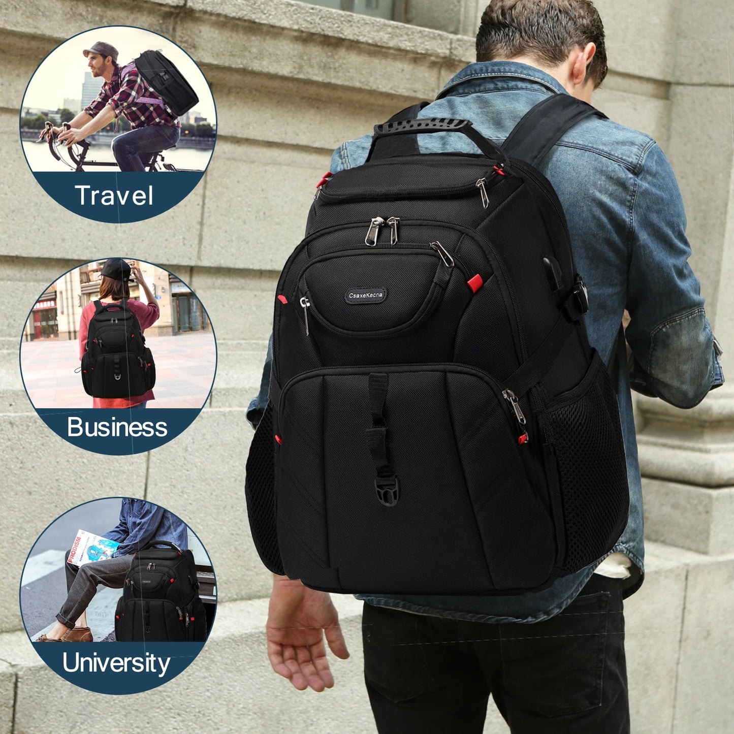 17-Inch Travel Laptop Backpack with USB - Waterproof Durable Business and University Backpack for Men and Women