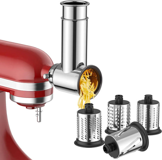 Dishwasher Safe Stainless Steel Slicer & Shredder Attachment for KitchenAid Stand Mixer – Vegetable & Salad Cutter