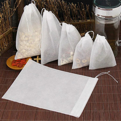 50/100PCS Disposable Tea Filter Bags - Non-Woven Empty Tea Infuser Pouches with String