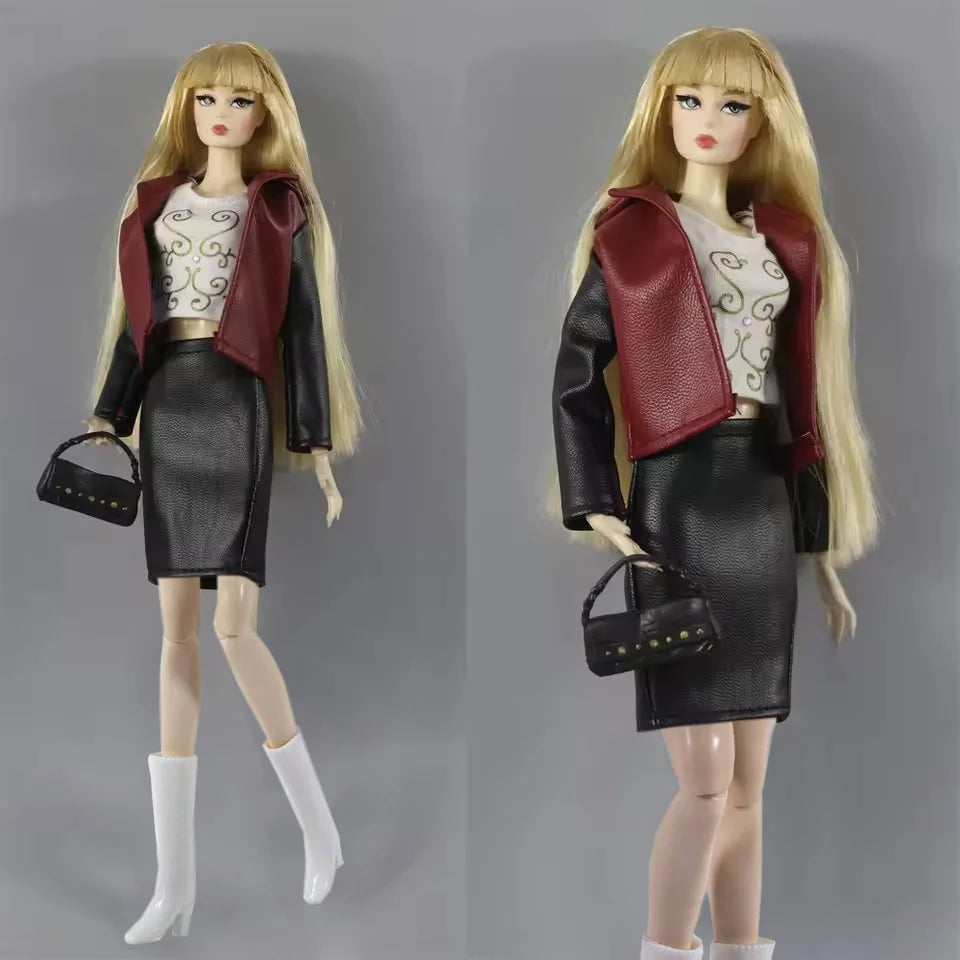 Handmade BABI CLOTHES Leather Overcoat – 11.5 Inch 30cm Doll BJD Outfit Accessories Gift