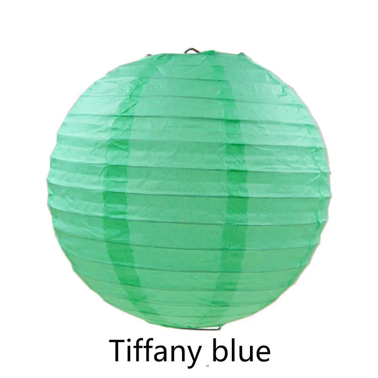 Round Paper Lantern Hanging Ball Decor for Wedding & Birthday Party, DIY Lampion Craft Supplies in White, Red & Blue