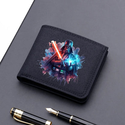 Star Wars Men's Canvas Wallet – Black/Blue/Gray Short Purse, Card Holder & Money Bag with Credit Card Case