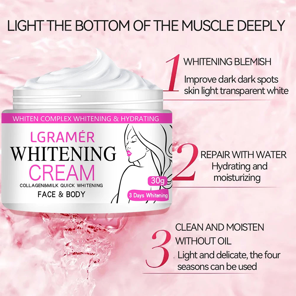 Face & Body Brightening Cream – Neck, Knees, Underarm & Inner Thigh Skin Tone Lightening Moisturizing Nourishing Skincare Lotion