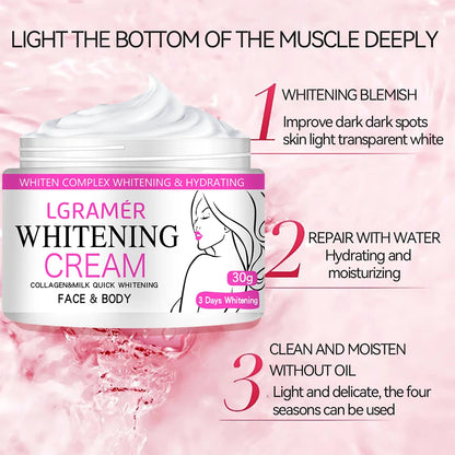 Face & Body Brightening Cream – Neck, Knees, Underarm & Inner Thigh Skin Tone Lightening Moisturizing Nourishing Skincare Lotion