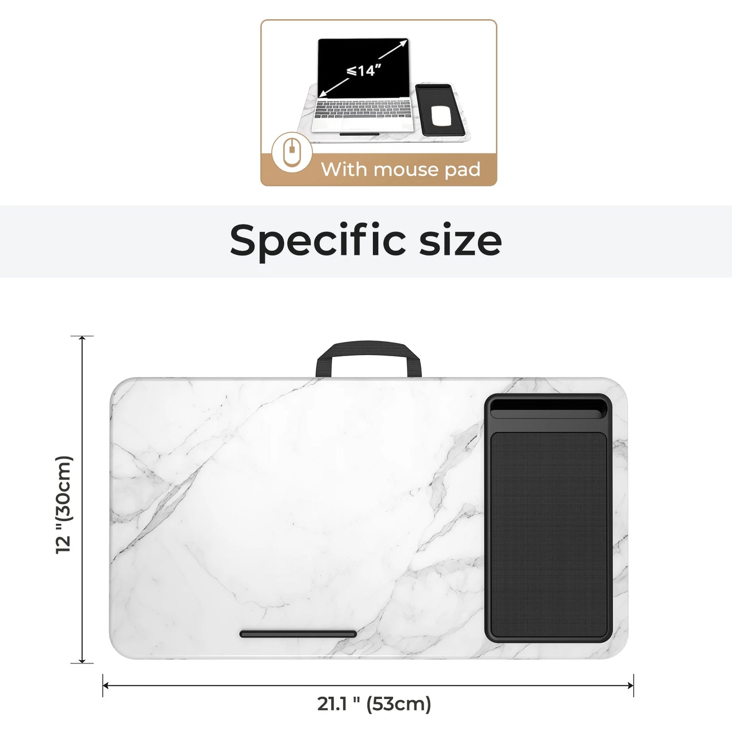 Lap Desk with Mouse Pad & Phone Holder – 21.1×12in Portable, Lightweight, Anti-Slip for Bed, Sofa, Couch