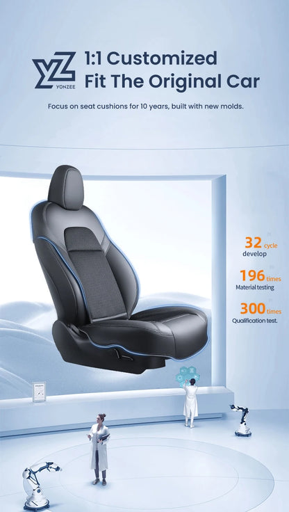 YZ Tesla Seat Cushion Cover — Ventilated Cooling Car Seat with Fan for Model 3 & Model Y | Breathable Summer Accessory