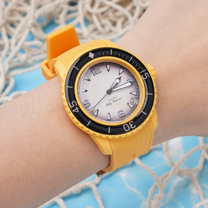 Curved End Strap for Swatch X Blancpain Fifty Fathoms – 22mm Waterproof Liquid Silicone Watch Band for Men & Women