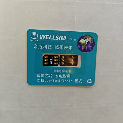 Wellsim Ultra Unlocked Card Stickers – QPE/TMSI/ICCID Modes for iPhone 6-15 Pro Max Smart SIM Adapters