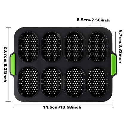 Non-Stick Silicone Hamburger Bun Mold - Food Grade Bread Loaf, Baguette and French Bread Baking Tray for Sandwiches