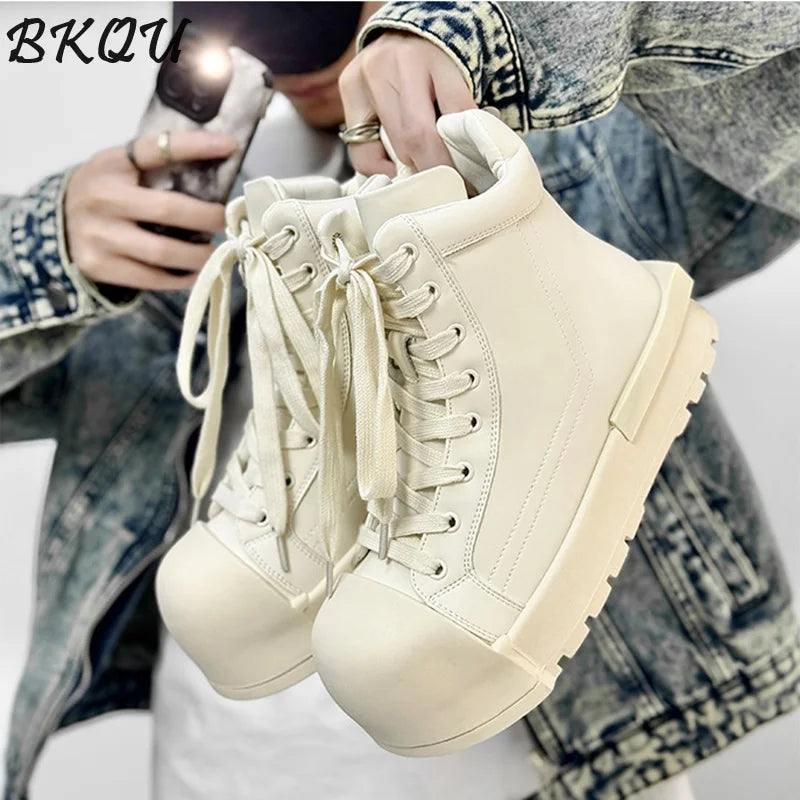 BKQU Black Knight Men's High-Top Work & Street Boots Autumn/Winter Commuter Derby Shoes