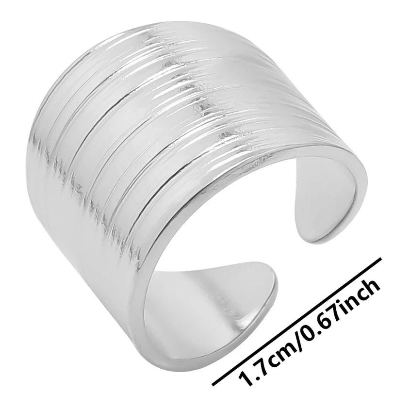 Stainless Steel Chunky Open Ring — Textured Vintage Lava Design for Men & Women