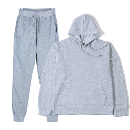 Men's Sports Tracksuit Set - Hoodie and Pants Two-Piece Running Casual Outfit for Men and Women