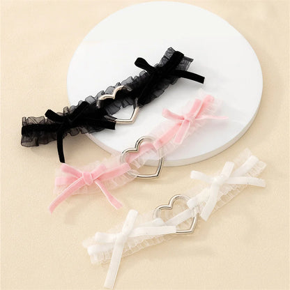 Lolita Lace Garters – Gothic Punk Cross Heart Bow Thigh Choker Leg Belt for Women Lingerie & Cosplay