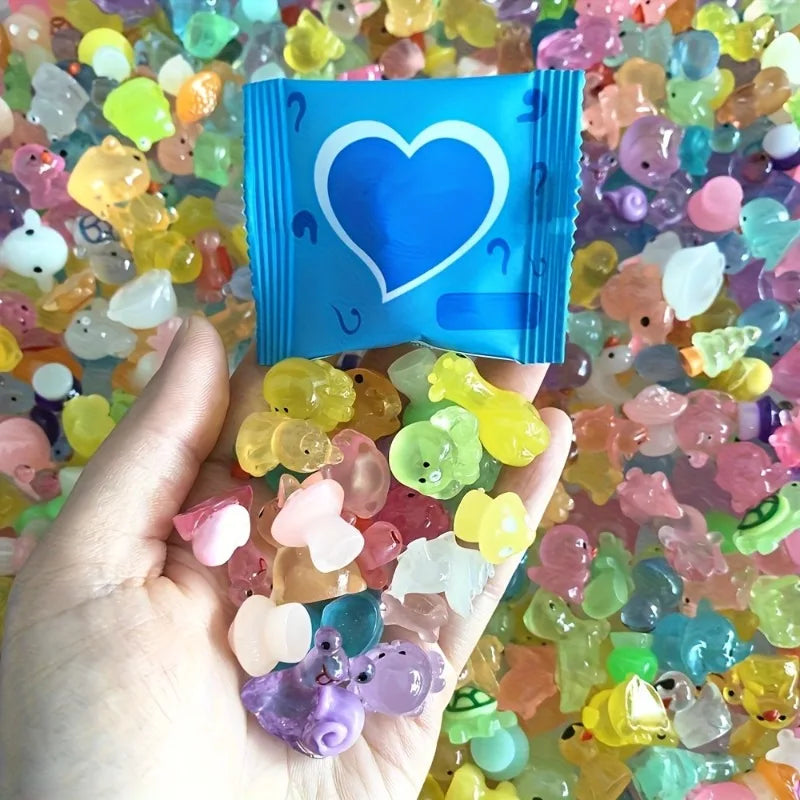 10/30/60-Piece Mini Mystery Blind Bags - Luminous Animal Figurines for Dollhouses, Fairy Gardens, and DIY Decorations