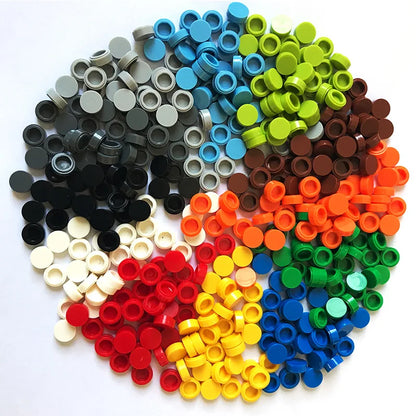1000Pcs 1x1 Round Building Blocks Set - 52 Color DIY Creative Educational Bricks Compatible with 98138 Toy Kits for Kids