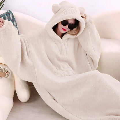 WASART Winter Hooded Fleece Blanket – Ultra Plush Oversized Sweater Blanket with Sleeves, Warm Flannel for Outdoor Use