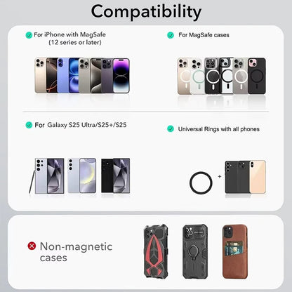 MagSafe Magnetic Phone Grip and Stand - Collapsible Grip Holder for Smartphones, Tablets, and Kindle Devices