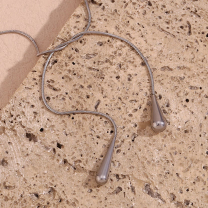 Two Water Drop Snake Chain Necklace – Tarnish-Free Silver & 18K Gold Plated Stainless Steel Jewelry for Women