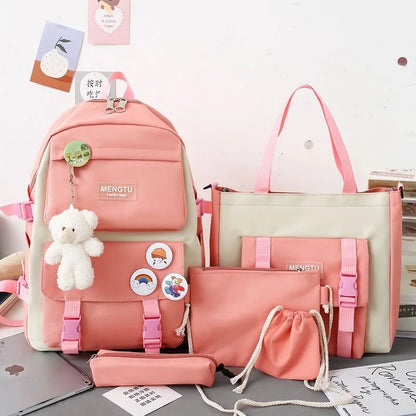 Women Fashion Backpack Set – Waterproof High-Capacity College Laptop School & Travel Bag for Trendy Girls