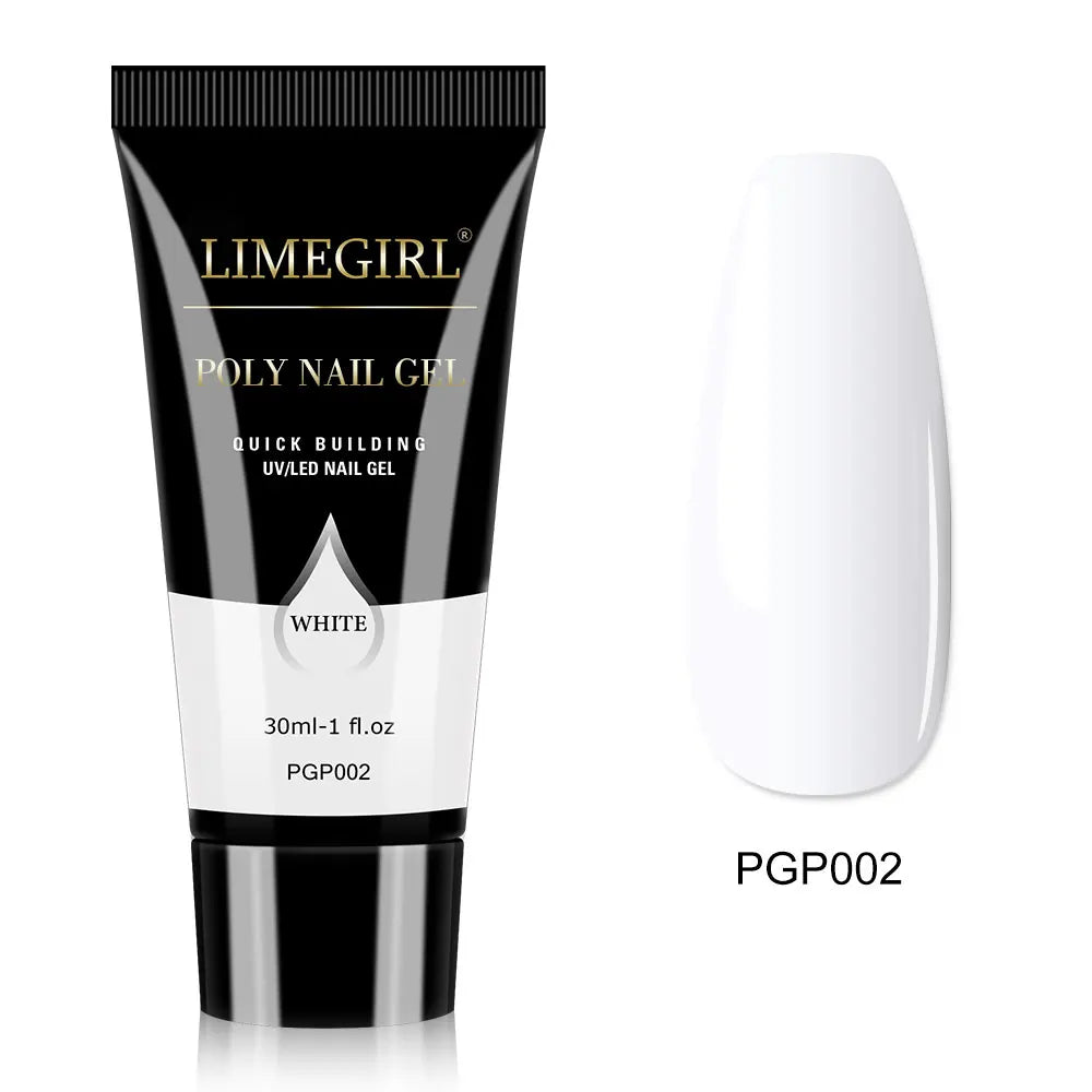LIMEGIRL 30ml Nail Extension Gel – Glitter Soak-Off Acrylic UV Poly Gel for Quick Nail Build & Manicure