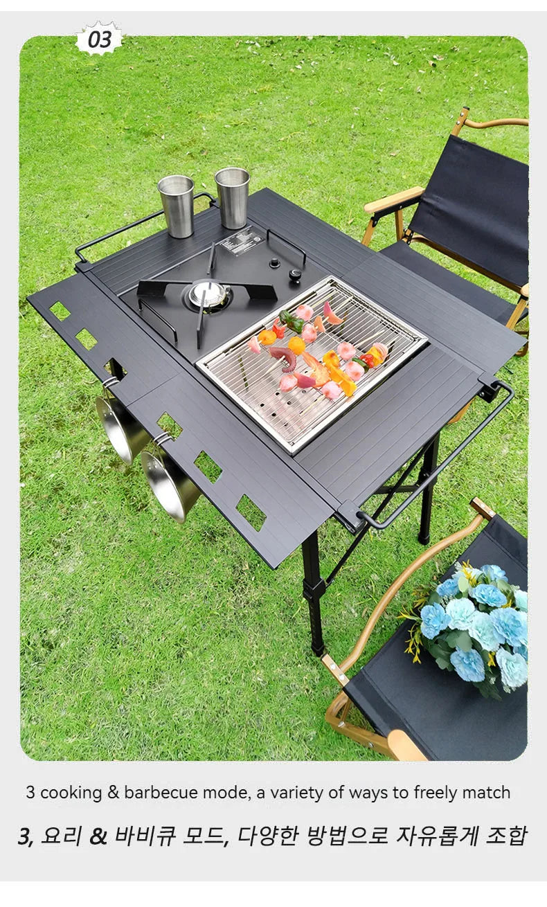 Lohascamping Folding Camping IGT Table – Lightweight Portable Roll Table with Adjustable Legs for BBQ, Desktop Burner & Backpacking
