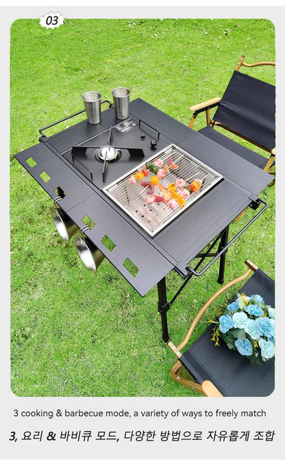 Lohascamping Folding Camping IGT Table – Lightweight Portable Roll Table with Adjustable Legs for BBQ, Desktop Burner & Backpacking