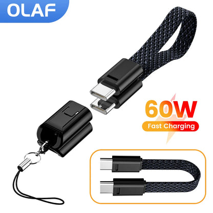 OLAF 60W USB-C to USB-C Cable - Short Fast Charging & Data Cable for iPhone, Samsung & Xiaomi Devices