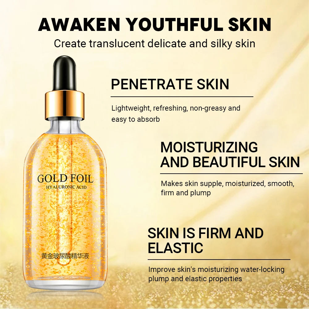 24K Gold Hyaluronic Acid Face Serum – Anti-Aging, Collagen Boosting & Whitening Skin Care Essence – 100ml