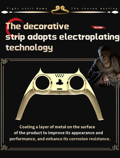 PS5 Controller Case — Limited Edition Gold Wukong Touchpad Front & Backplate Replacement Cover for BDM-010 Gamepad