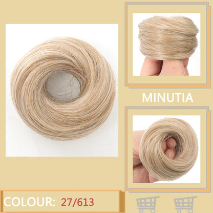 Allaosify Synthetic Bun – Straight Hair Circle with Elastic Rope, Natural Dark & Light Hair Color, Hair Accessories for Women