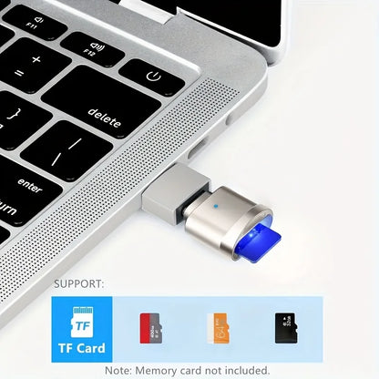 2-Pack USB-C SD TF Card Reader - Zinc Alloy Memory Card Adapter for iPhone 15–17 Pro Max, MacBook, Laptop & Samsung Devices