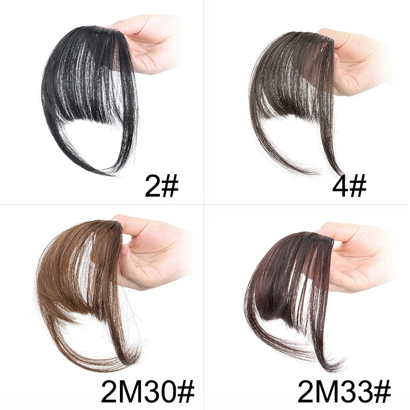 Synthetic Invisible Air Bangs Hair Extensions – Fake Front Fringe Hairpiece, Black & Brown Clip-In Bangs for Women