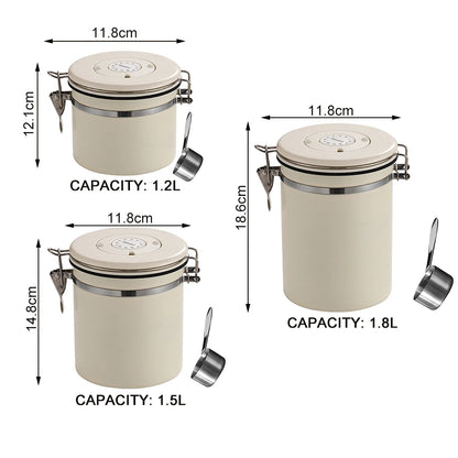 Coffee Bean Vacuum Sealed Jug — Stainless Steel Airtight Food & Grain Storage Container for Kitchen, Portable Canister
