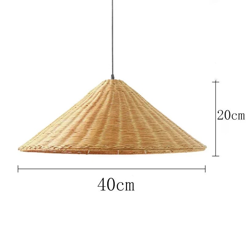 Vintage Rattan Pendant Light - Handwoven Wicker Ceiling Hanging Lamp for Dining Room & Kitchen Decor