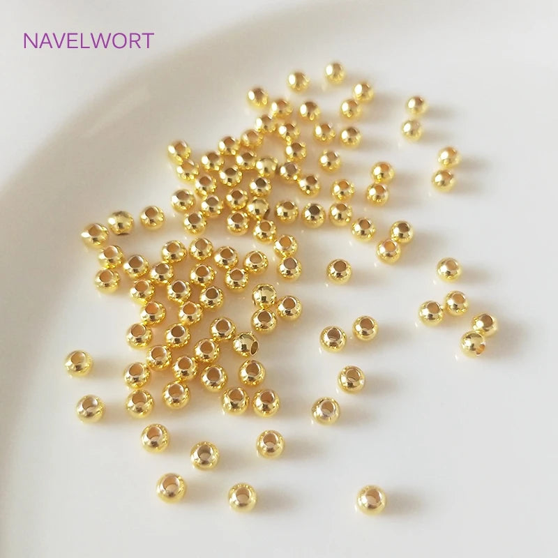 Gold Plated Spacer Beads - 2mm-6mm Round Jewelry Making Supplies for DIY Beaded Accessories