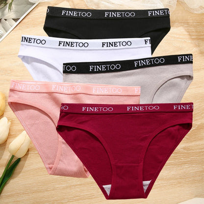 5-Pack Women’s Cotton Panties – Sexy Comfort Briefs with Letter Print & Waistband (M-XXL)