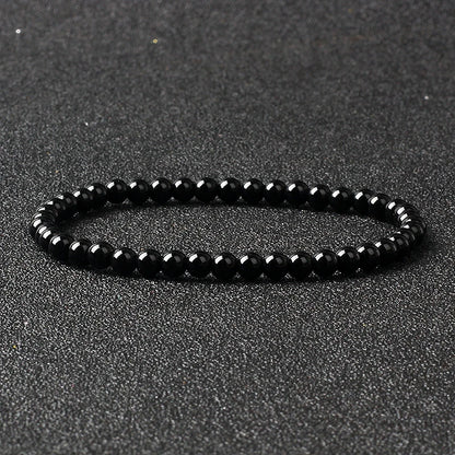 4mm Natural Stone Bead Stretch Bracelet for Men & Women – Agate Lava Handmade Reiki Crystal Jewelry