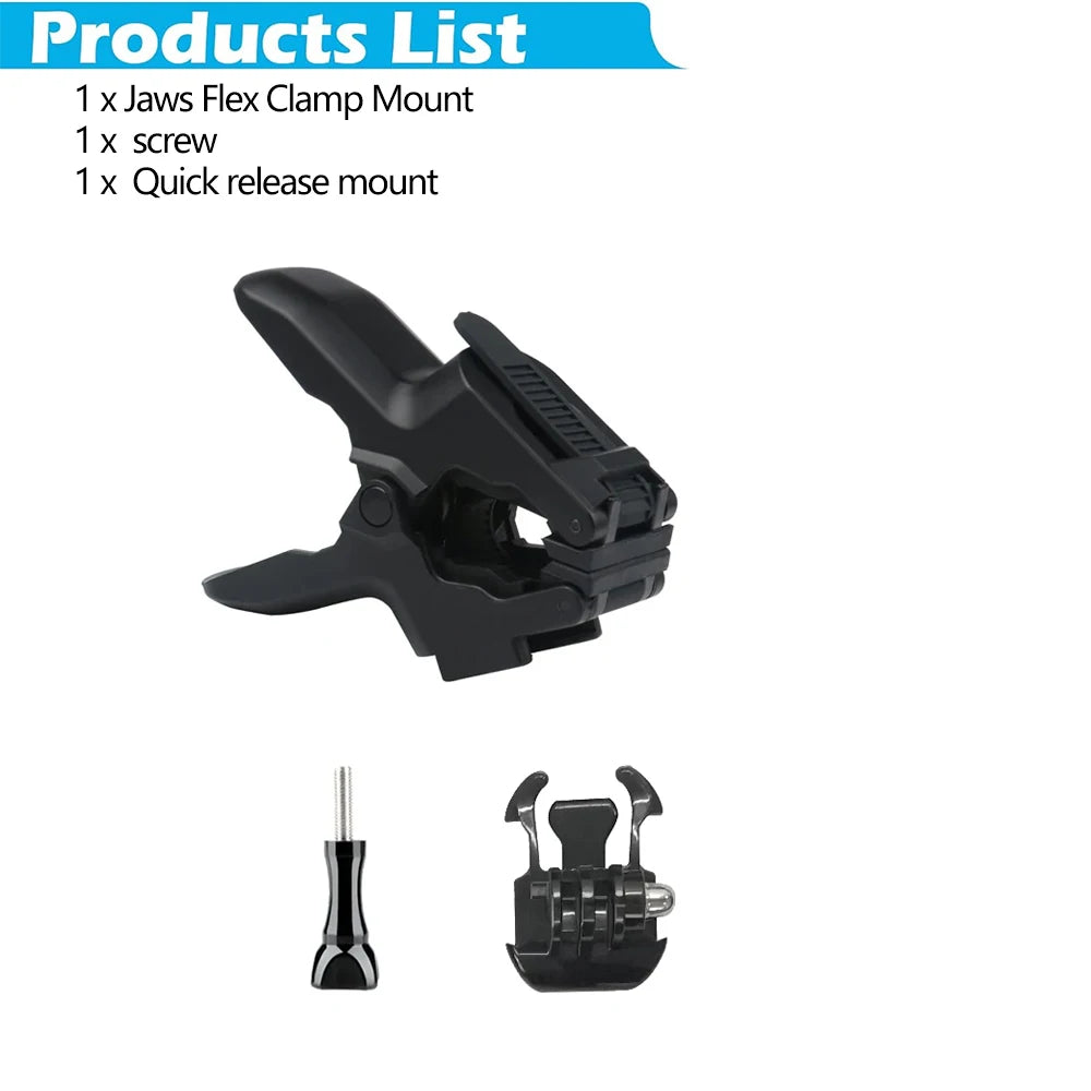 Jaws Flex Adjustable Gooseneck Clamp Mount for GoPro Hero 4–12, Insta360 & DJI Osmo Action Cameras