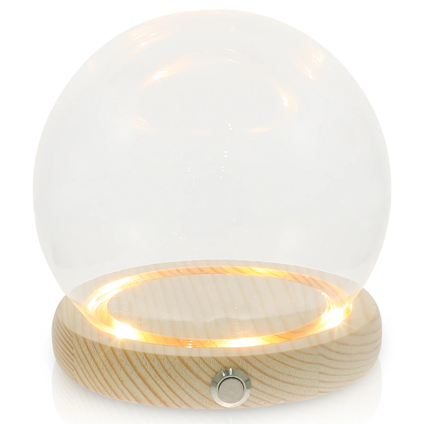 Handmade Glass Display Dome – Clear Plant Pots with LED Lights, Glowing Eternal Preserved Flowers Decor