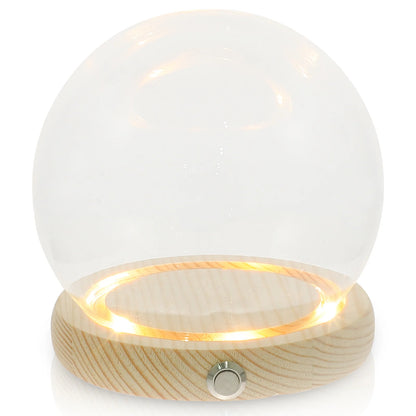 Handmade Glass Display Dome – Clear Plant Pots with LED Lights, Glowing Eternal Preserved Flowers Decor