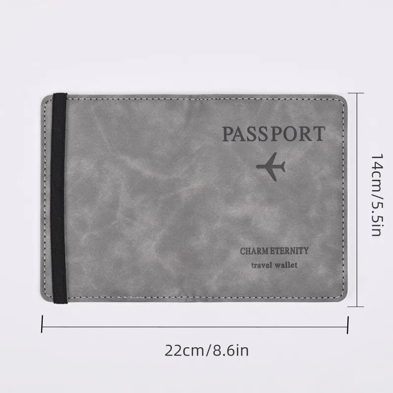 Men's PU Leather Travel Passport Wallet - Hand Carry Passport Holder with Card Slots, Business Cards Organizer
