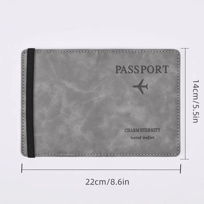 Men's PU Leather Travel Passport Wallet - Hand Carry Passport Holder with Card Slots, Business Cards Organizer
