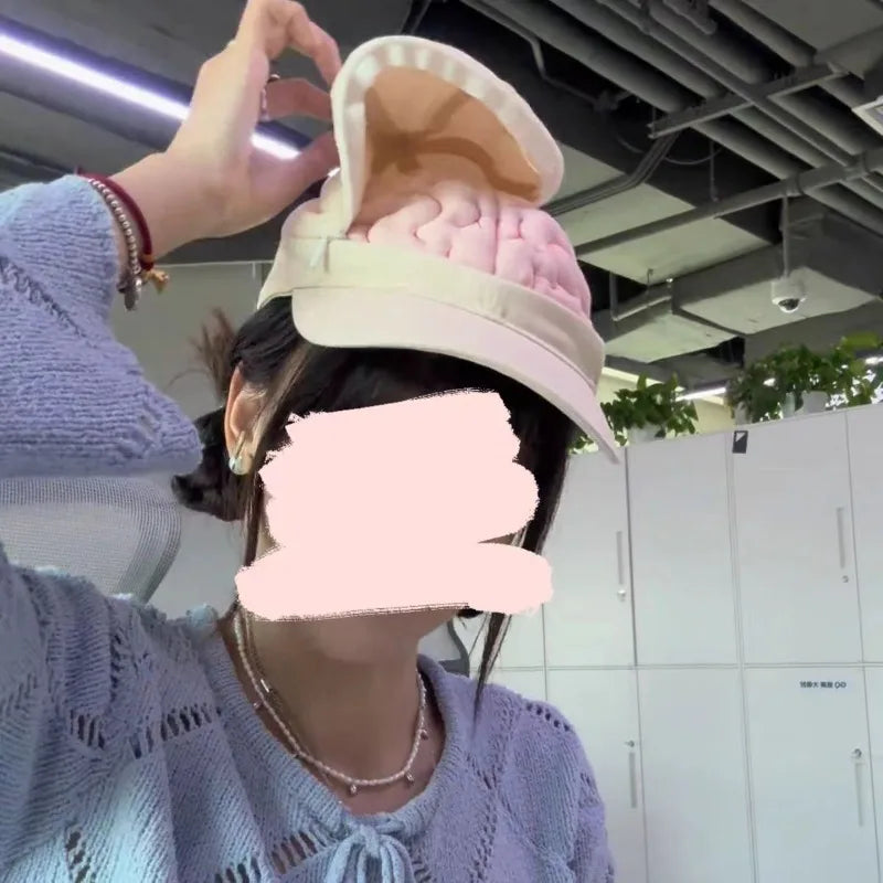 Brain-Shaped Baseball Cap - Creative Open-Close Design Fashion Hat for Men and Women