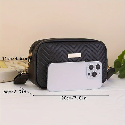 Minimalist Quilted Mini Crossbody Bag - Trendy PU Shoulder Bag, Women’s Casual Handbag and Mobile Phone Wallet