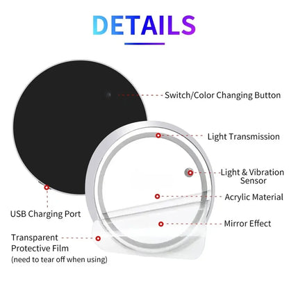 7-Color Changing Car Cup Holder Lights - USB Rechargeable LED Ambient Glowing Coaster Pads with Anti-Slip Design
