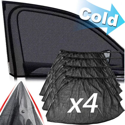 4PCS Car Window Sun Shade Mesh Set – UV Protection Curtain Covers for SUV Front, Rear & Side Windows, Anti-Mosquito Sunshade Net Auto Accessories