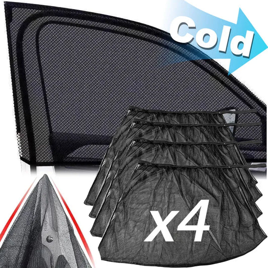4PCS Car Window Sun Shade Mesh Set – UV Protection Curtain Covers for SUV Front, Rear & Side Windows, Anti-Mosquito Sunshade Net Auto Accessories
