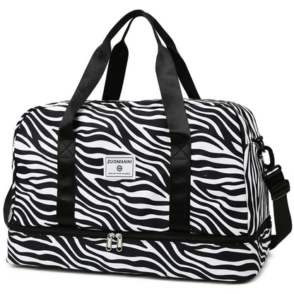 Women’s Carry-On Travel Bag – Spacious Animal Print Nylon Gym & Sports Bag, Large Capacity Weekend Overnight Bag